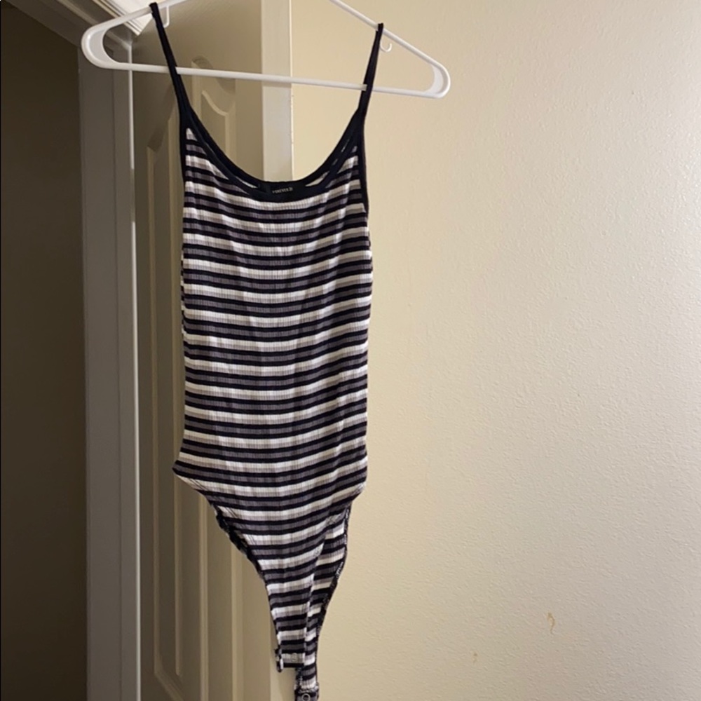 Forever 21 black & white striped bodysuit